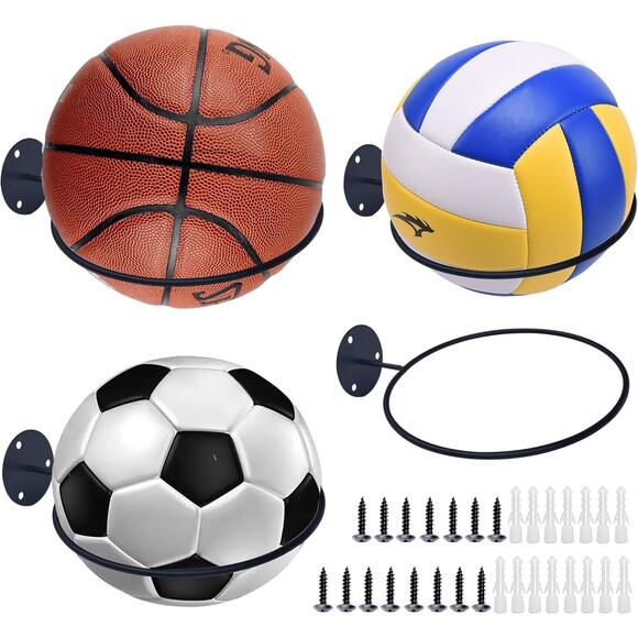 Does not apply Other - 4 Pack Wall Mounted Metal Sports Ball Rack Holder Display Storage Organizer